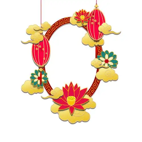中国风祥云灯笼装饰喜庆春节画框边框psd素材