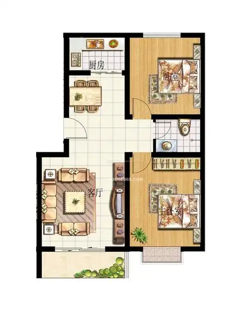 70平两室一厅房子设计平面户型图片大全