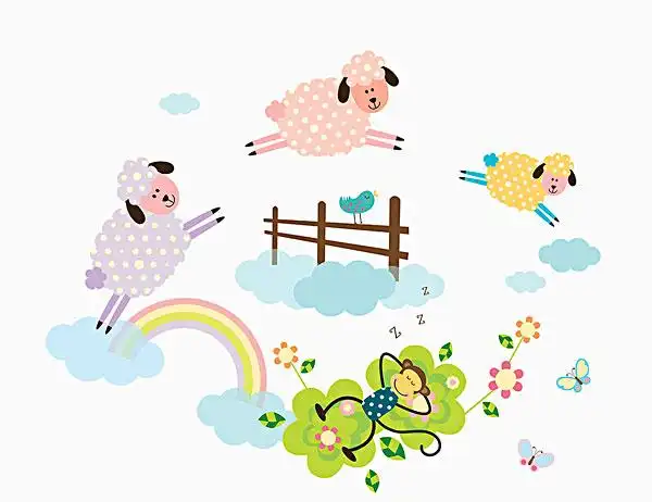 插画,羊羔,跳跃