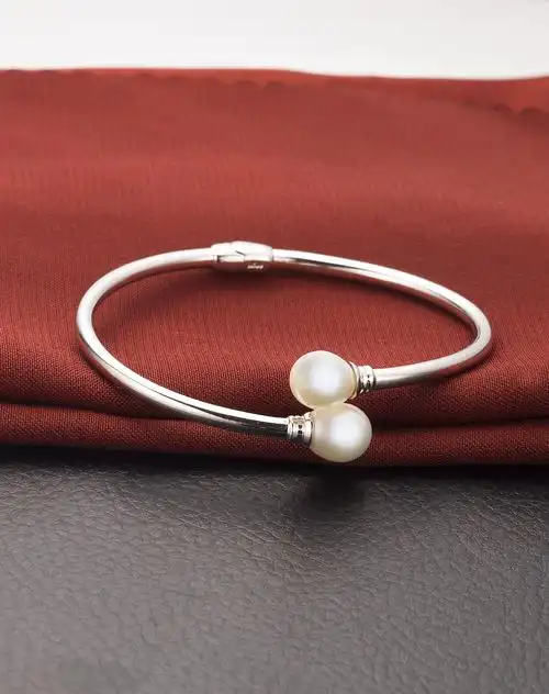 925银3a级天然淡水珍珠开口手镯-随心2566