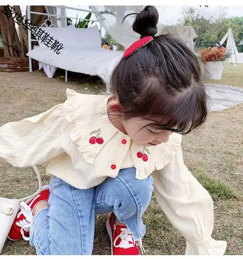 商场同款 3-11岁小孩子春天穿的家童装女童衬衫春款儿童宝宝洋气衬衣