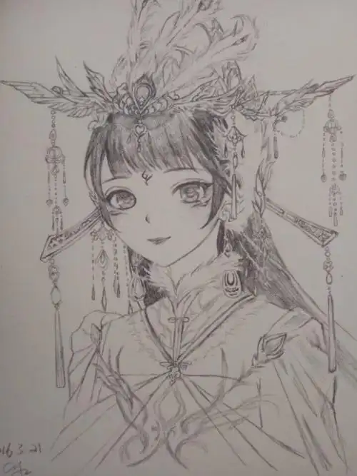 简笔画动漫少女古装