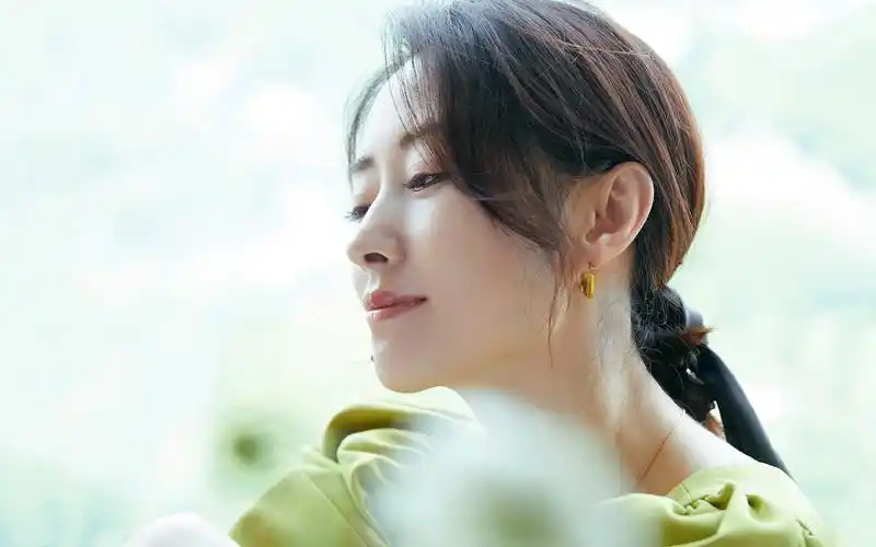 刘敏涛绿色套装清爽写真桌面壁纸