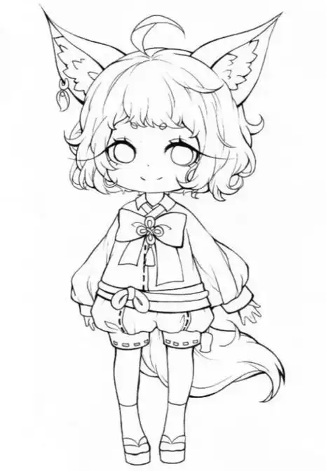 【黑白线稿】动漫人物线稿,女生漫画线稿