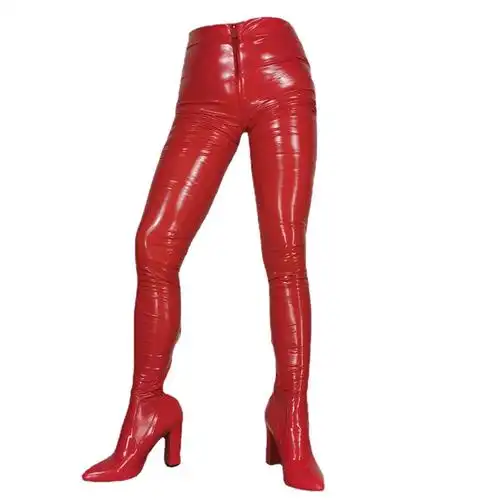 欧美性感外贸跨境个性演出latex走秀连裤靴女长筒靴裤靴-阿里巴巴