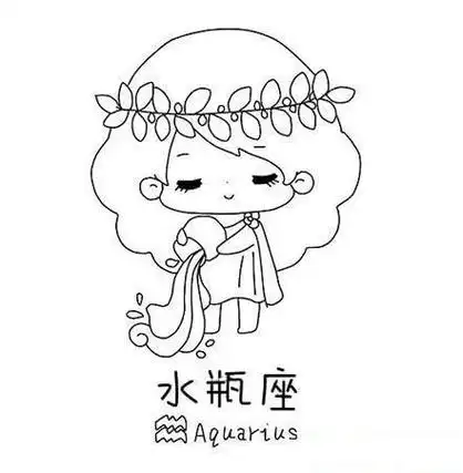 笔画十二星座古风水瓶座简笔画水瓶座简笔画古风水瓶座古装女孩简笔画