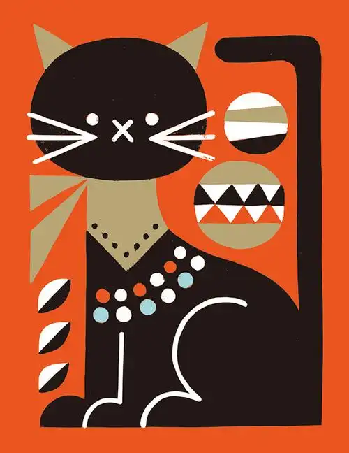 一组动物有趣的平面插画