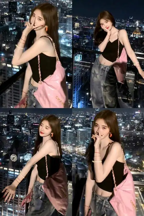 鞠婧祎露腰穿搭