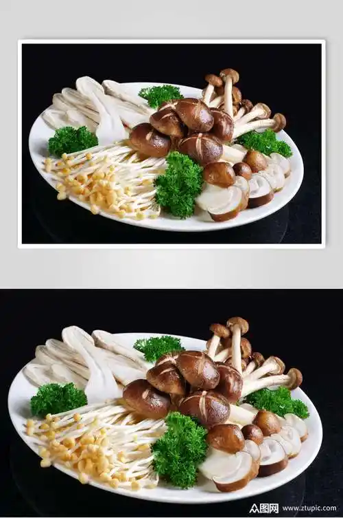 火锅配菜菇类摆盘图片