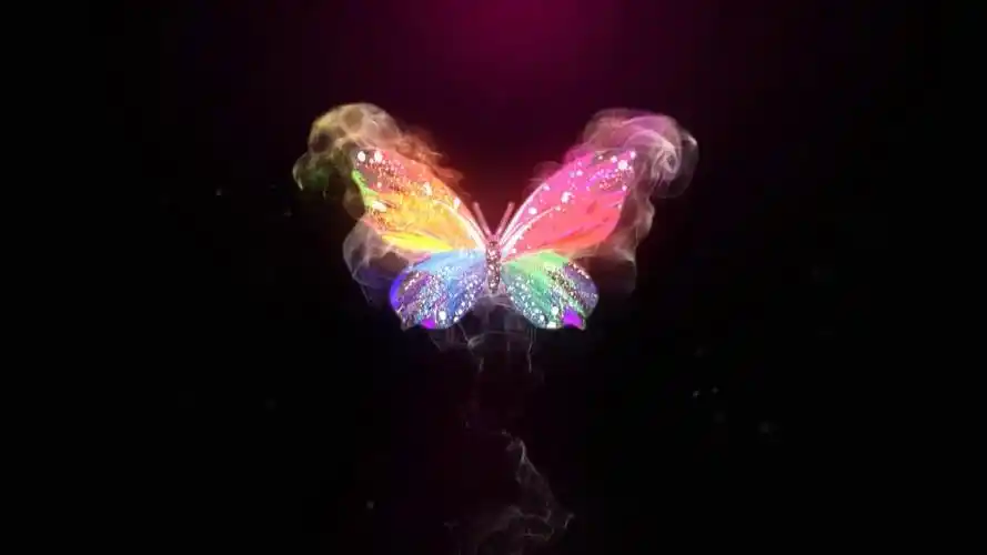 ae素材唯美炫丽彩色发光蝴蝶飞舞烟雾特效展示logo动画模板