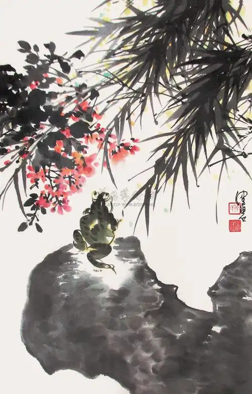 0057青蛙立轴纸本