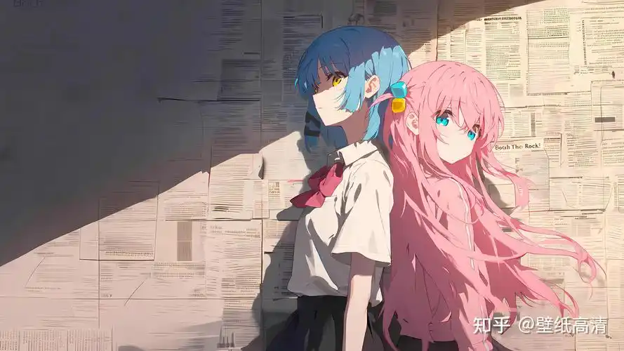 银发动漫女孩报纸墙 4k壁纸 壁纸高清 桌面壁纸,手机壁纸,电脑壁纸