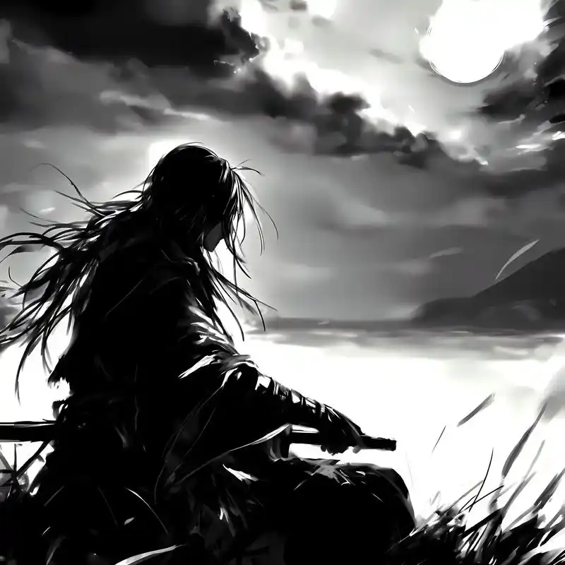 请你看月亮.#动漫男头 #古风漫头 #黑白头像 #风格 #小 - 抖音