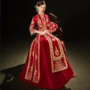 秀禾服女新娘服秋冬季2021新款结婚中式复古流苏龙凤褂礼服敬酒服