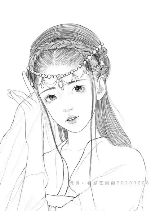 古风汉服人物手绘线稿!(120张效果图线稿合集)_中国