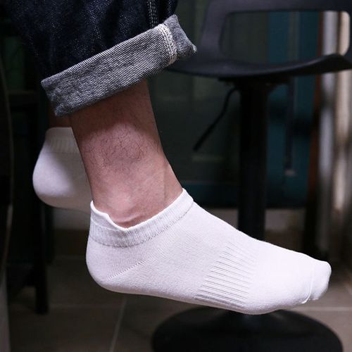 春秋款男士短袜薄款束腰提耳白袜子纯棉简约运动棉袜韩版潮流百搭