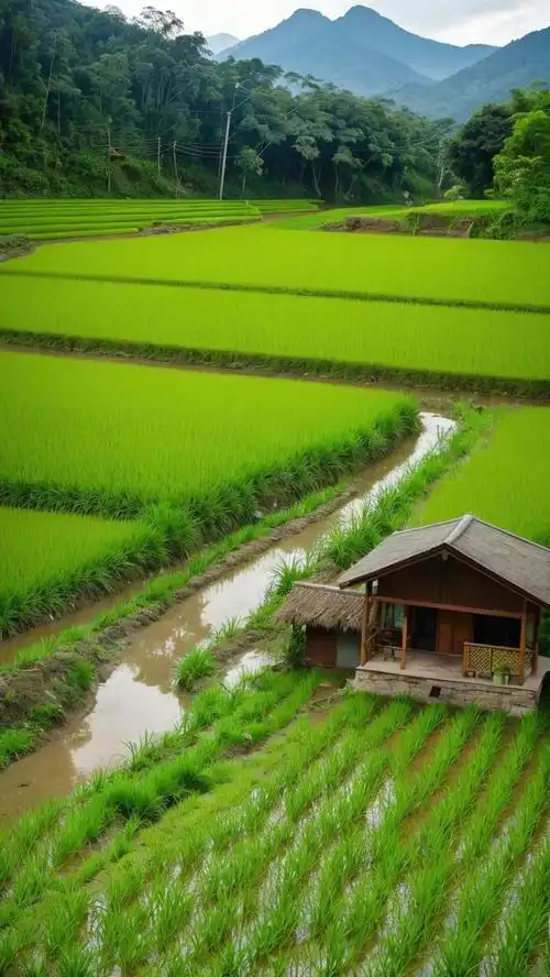 乡村稻田风景美如画
