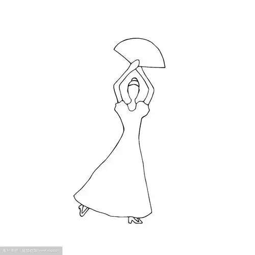 弗拉明戈舞者手拿扇子,矢量插图,手绘