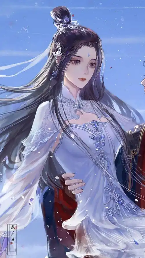 古风紫衣女子淡彩古风青紫衣未梳云鬓面如玉