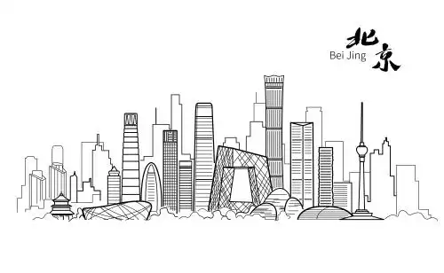 中国北京城市地标建筑矢量插画