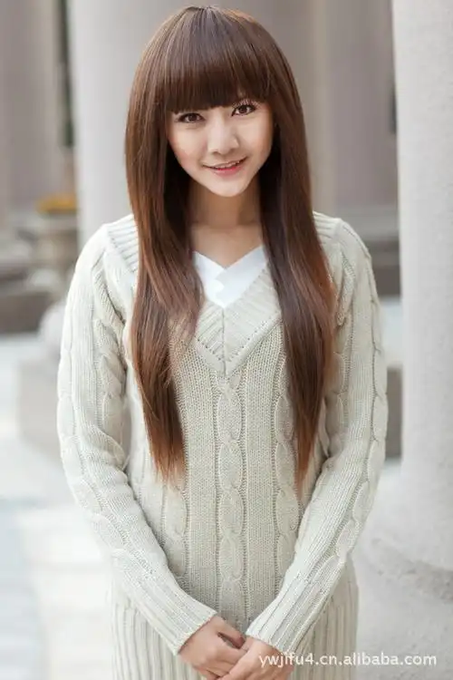 若曼斯假发 长直发 齐刘海 层次碎发 淑女型假发图片,若曼斯假发 长
