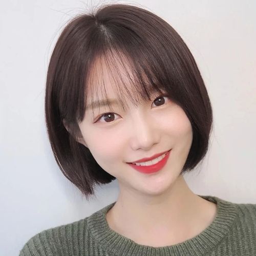 假发短发女夏季全头套式真发全真人发圆脸修脸网红波波头短发发型