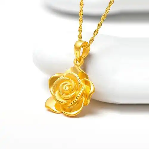 周金龙黄金项链女款足金吊坠锁骨纯金素链七夕颈饰