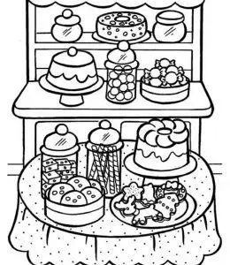 超级简单画蛋糕店!卡通蛋糕糖果甜甜圈填色打印大图