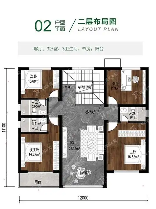 现代风格二层小别墅设计图纸自建房设计图占地120平