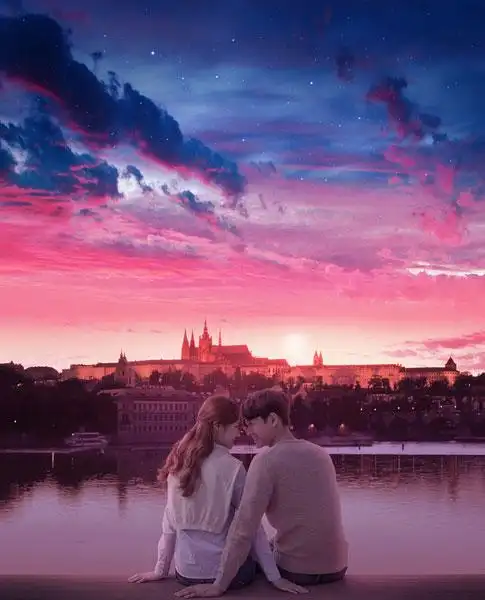 情侣,日出,浪漫,约会,背影,风景