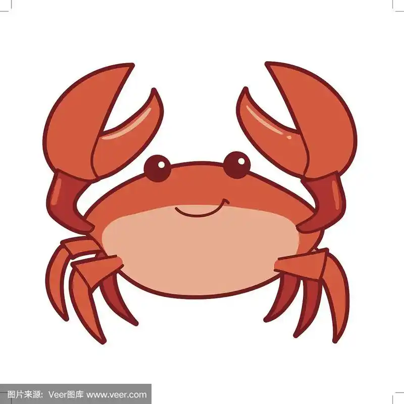 螃蟹,卡通,可爱的,自由式游泳,绘画插图