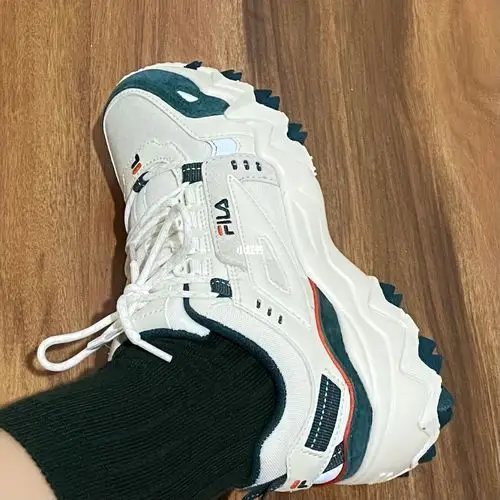 金泰亨同款fila绿色猫爪鞋