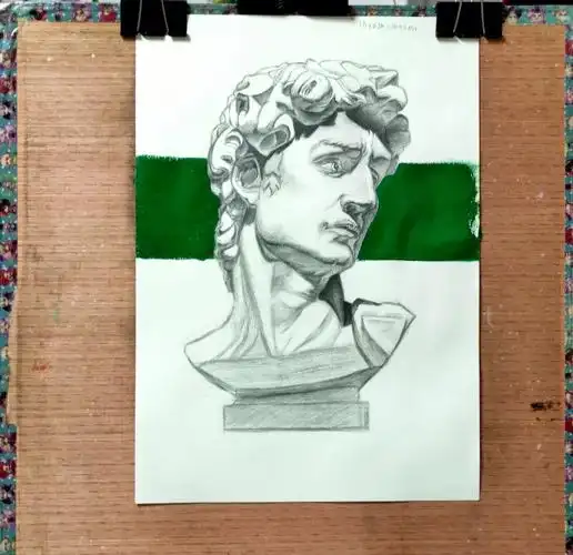 下次继续努力吧～#素描  #素描头像  #素描画  #绘画  #大卫  #石膏像