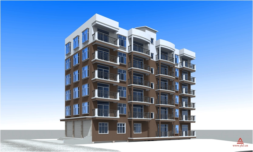 8 七层乡镇自建房商品房出租房设计图施工图效果图一梯两户