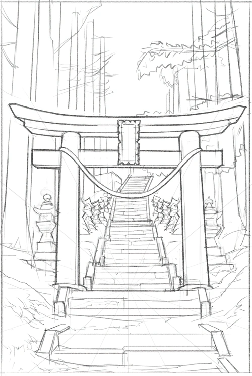 风景照手绘临摹 | 日本鸟居