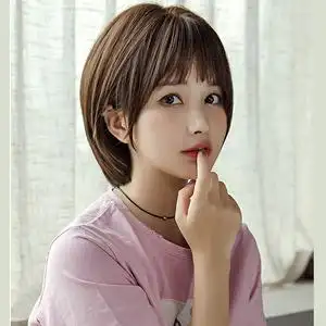 假发女短发元气橙粉色圆脸青春自然少女时尚学生波波头全头假发套