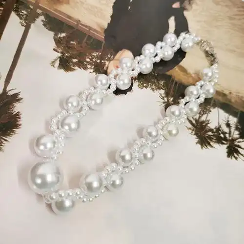 秋冬小众设计欧美复古时髦气质麻花编织珍珠项链