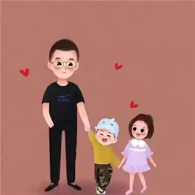 温馨有爱的一儿一女亲子卡通头像