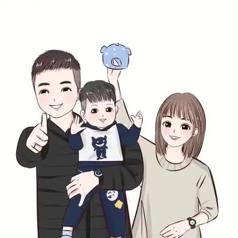 一家三口牵着手漫画头像