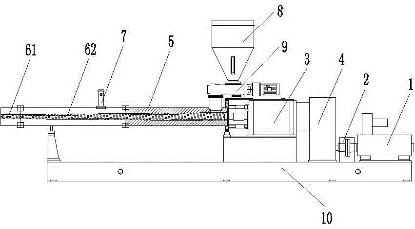 目前还没有一种结构简单,设计合理,两根螺杆长短不一的双螺杆挤出机.