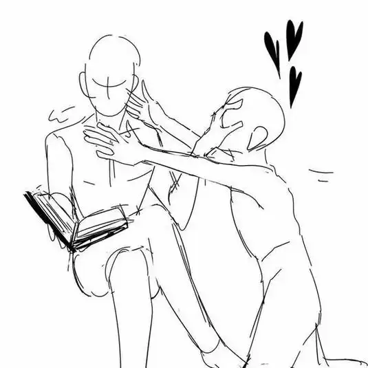 双人互动绘画模板绘画素材.#绘画素材 #线稿 #板绘 #绘画 - 抖音