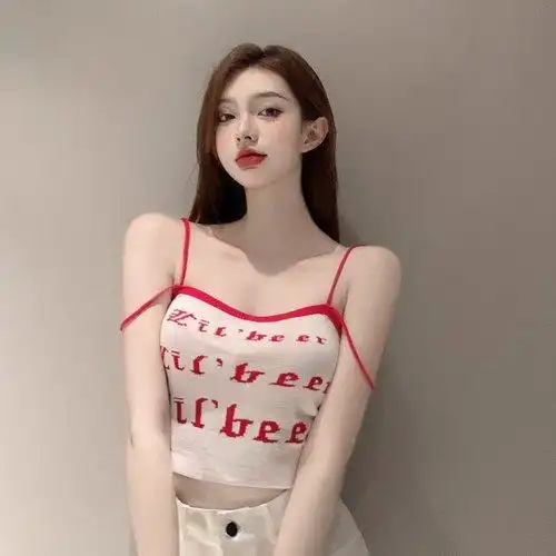 辣妹短款双肩带针织小吊带背心性感露脐上衣女夏,女装背心吊带,卿 55