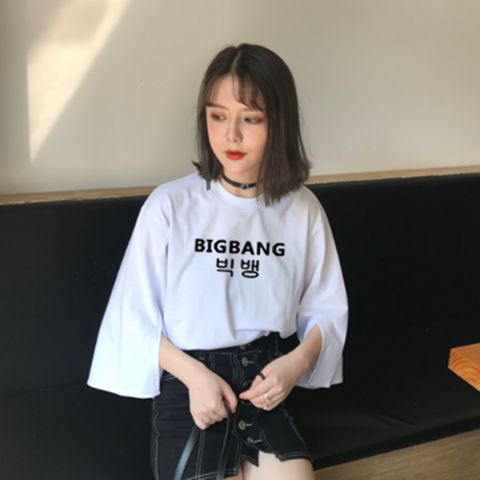 bigbang权志龙gd同款衣服夏装短袖t恤女闺蜜装学生上衣七分袖韩版