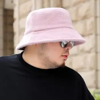 大头围渔夫帽男潮牌秋冬大码大头大脸圆脸适合的帽子大号盆帽粉色标准