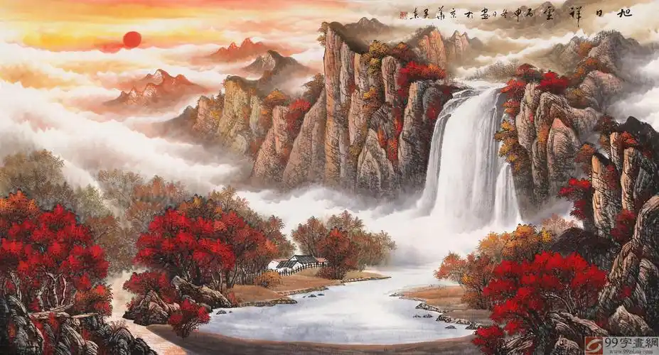 聚宝盆山水旺财画!