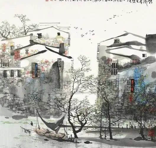 中国国画艺术~刘懋善绘画水墨江南风景如诗如画