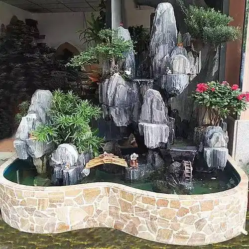 ***定制假山景观 流水庭院 太湖石假山 室内外景观设计造景