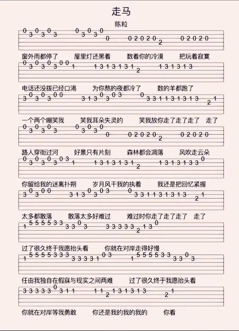 走马吉他单音谱#吉他单音谱#初学吉他#初学吉他谱#新手入门 - 抖音