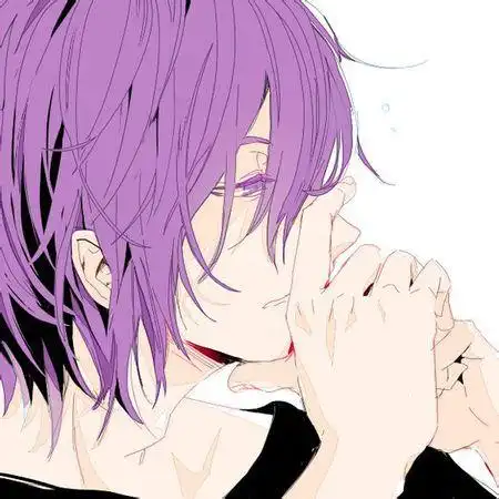 求一个紫色头发的有些酷酷的未成年的动漫男生图片