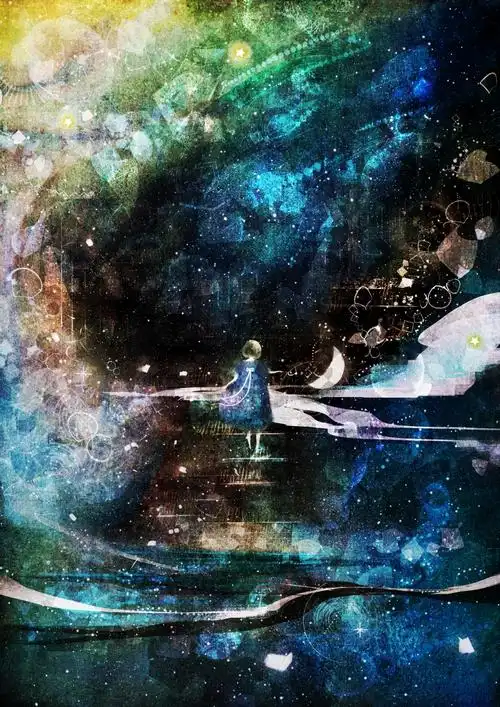 p站美图日本画师katsuo作品星星点点的银河少女梦